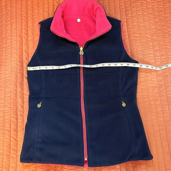 Lilly Pulitzer Brooklee Reversible Vest Pink and Blue fleece size small - Picture 12 of 16